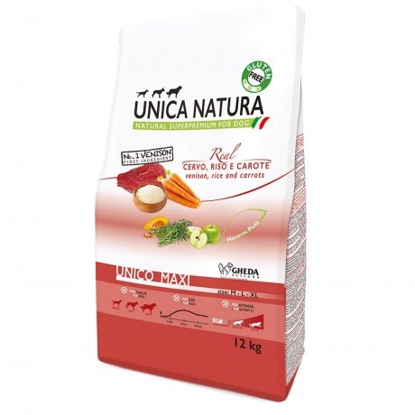 Unica Natura Unico Maxi Venison sucha karma z jeleniem dla dużych psów w każdym wieku 